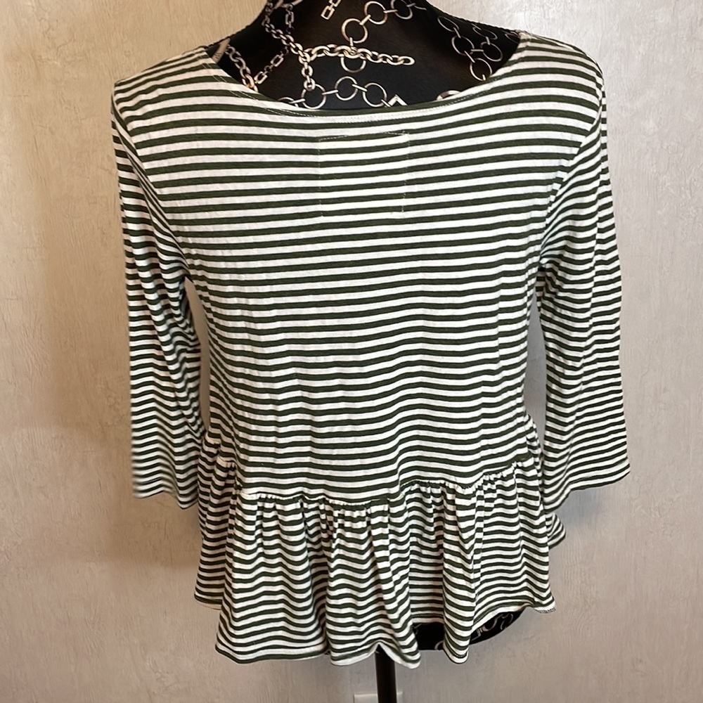 WE The Free Green‎ White Striped 3/4 Sleeve Baby Doll Size Small - Picture 3 of 5